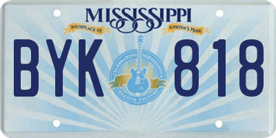 MS license plate BYK818