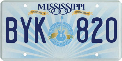 MS license plate BYK820