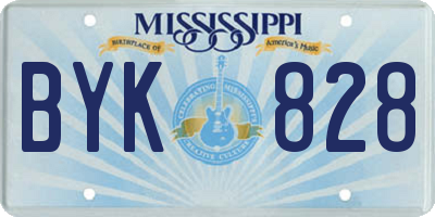 MS license plate BYK828