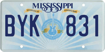 MS license plate BYK831