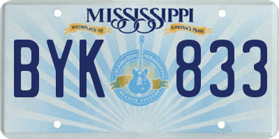 MS license plate BYK833