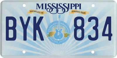 MS license plate BYK834