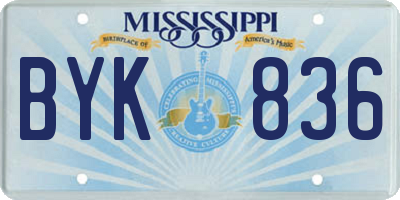 MS license plate BYK836