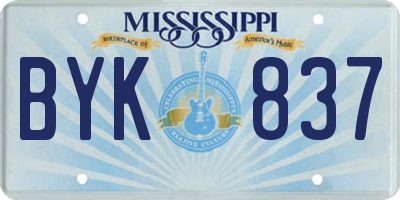 MS license plate BYK837