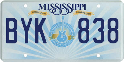 MS license plate BYK838