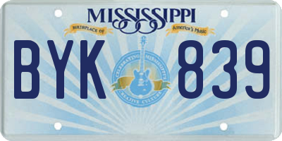 MS license plate BYK839