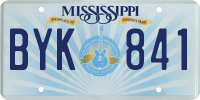 MS license plate BYK841