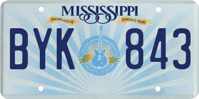 MS license plate BYK843