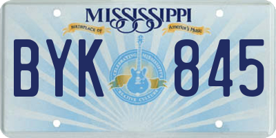 MS license plate BYK845