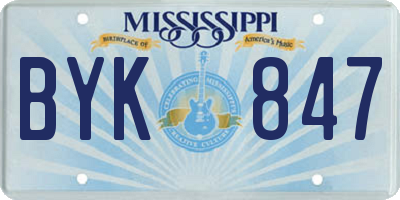 MS license plate BYK847