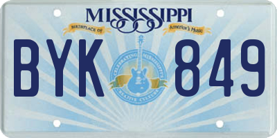 MS license plate BYK849