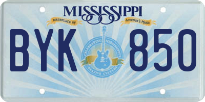 MS license plate BYK850