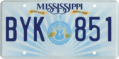 MS license plate BYK851