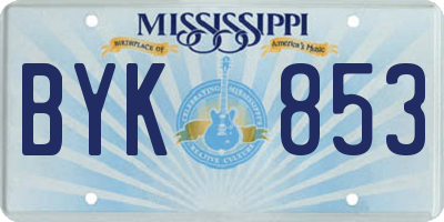 MS license plate BYK853