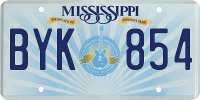 MS license plate BYK854