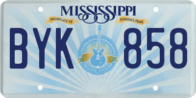 MS license plate BYK858