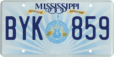MS license plate BYK859