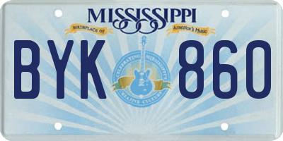 MS license plate BYK860