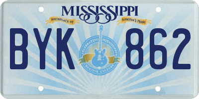 MS license plate BYK862