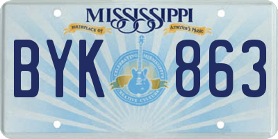MS license plate BYK863