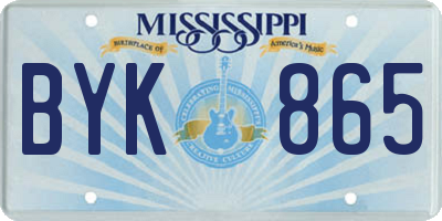 MS license plate BYK865