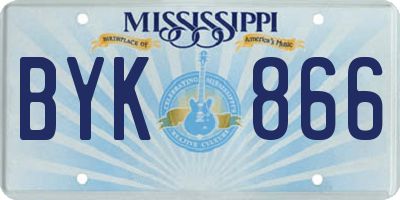 MS license plate BYK866
