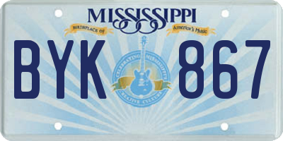 MS license plate BYK867