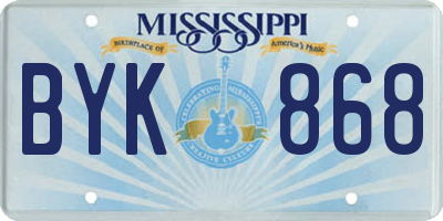 MS license plate BYK868