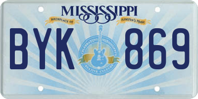 MS license plate BYK869