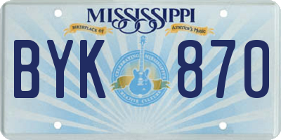 MS license plate BYK870
