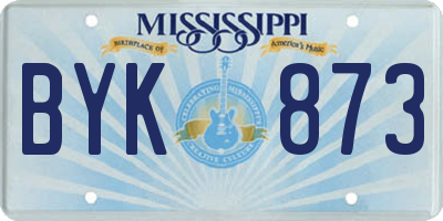 MS license plate BYK873