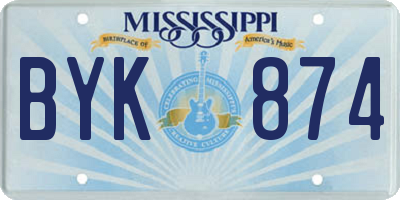 MS license plate BYK874