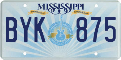 MS license plate BYK875