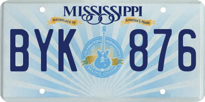MS license plate BYK876