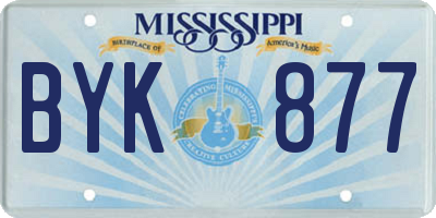 MS license plate BYK877
