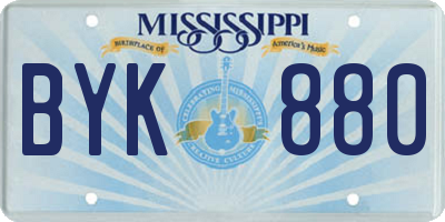 MS license plate BYK880