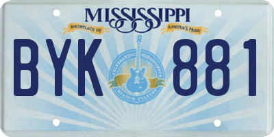 MS license plate BYK881