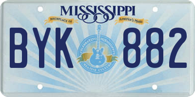 MS license plate BYK882
