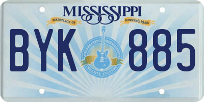MS license plate BYK885