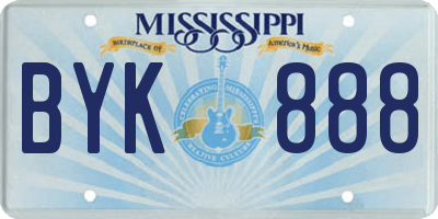 MS license plate BYK888