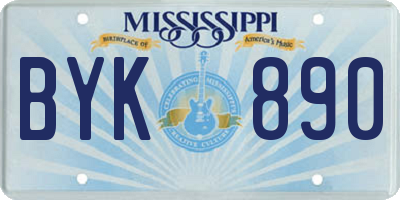 MS license plate BYK890