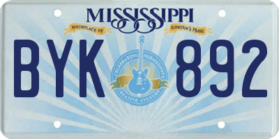 MS license plate BYK892