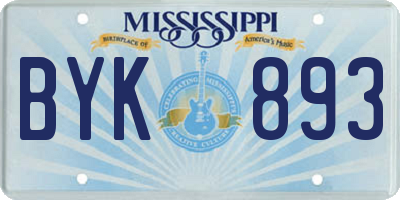 MS license plate BYK893