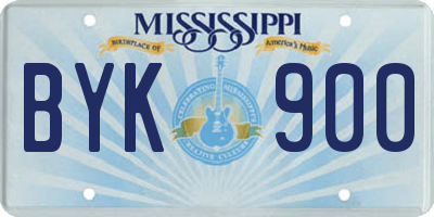 MS license plate BYK900