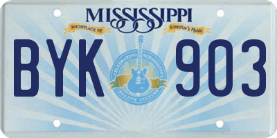 MS license plate BYK903