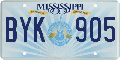 MS license plate BYK905
