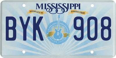 MS license plate BYK908