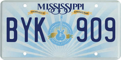 MS license plate BYK909