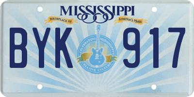 MS license plate BYK917