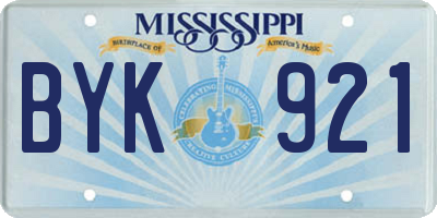 MS license plate BYK921
